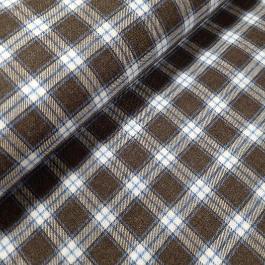 Baumwollstoff kariert braun weiss