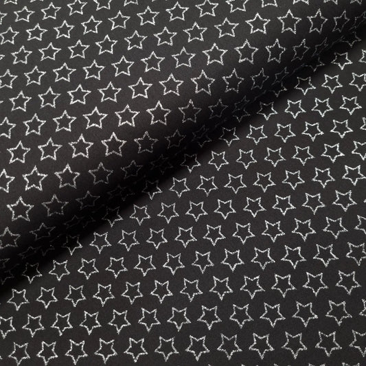 Baumwolle Popeline Sterne Glitzer