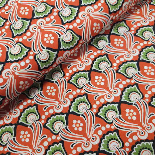 Baumwolle Popeline - rot mit Blumen CSM-STOFFE