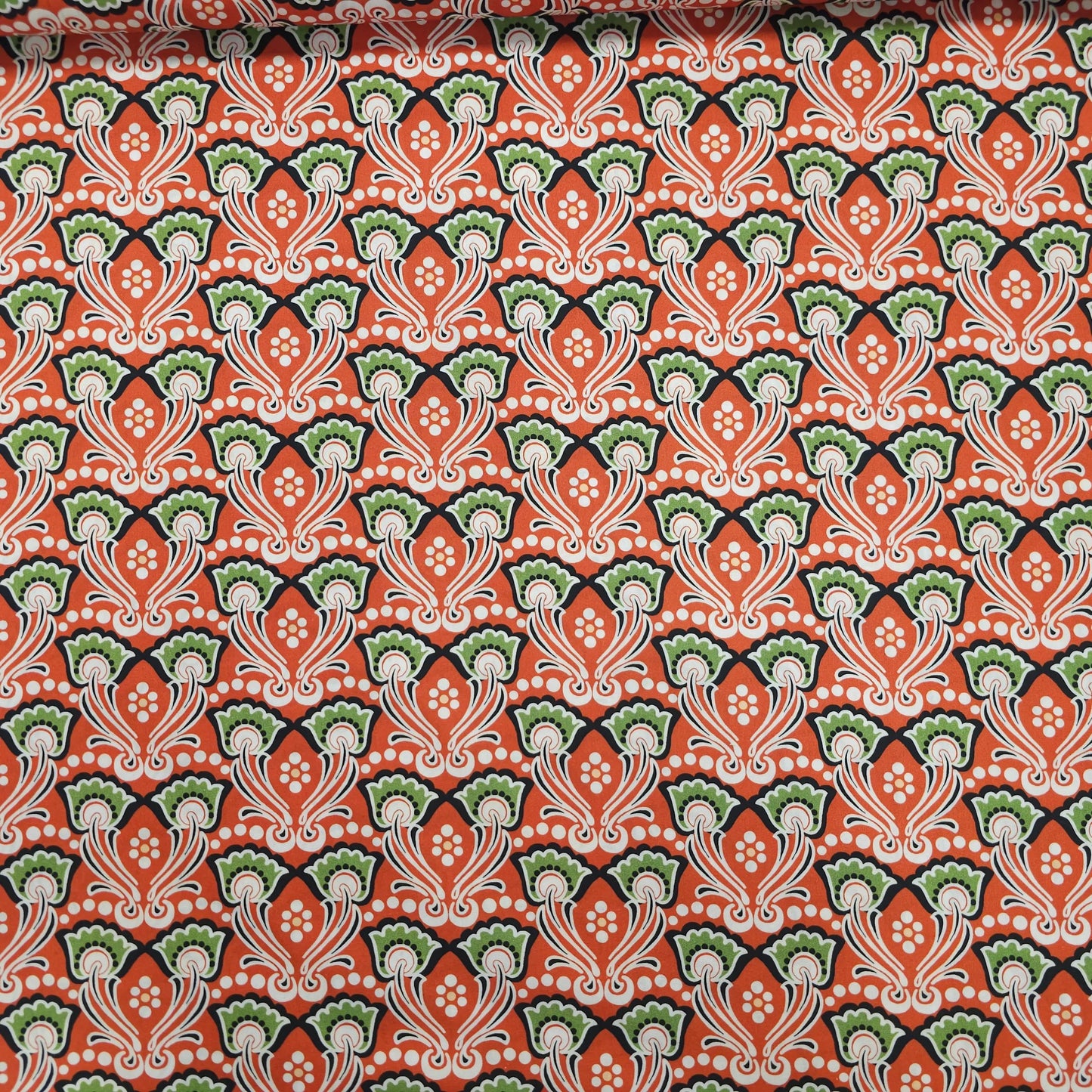 Baumwolle Popeline - rot mit Blumen CSM-STOFFE