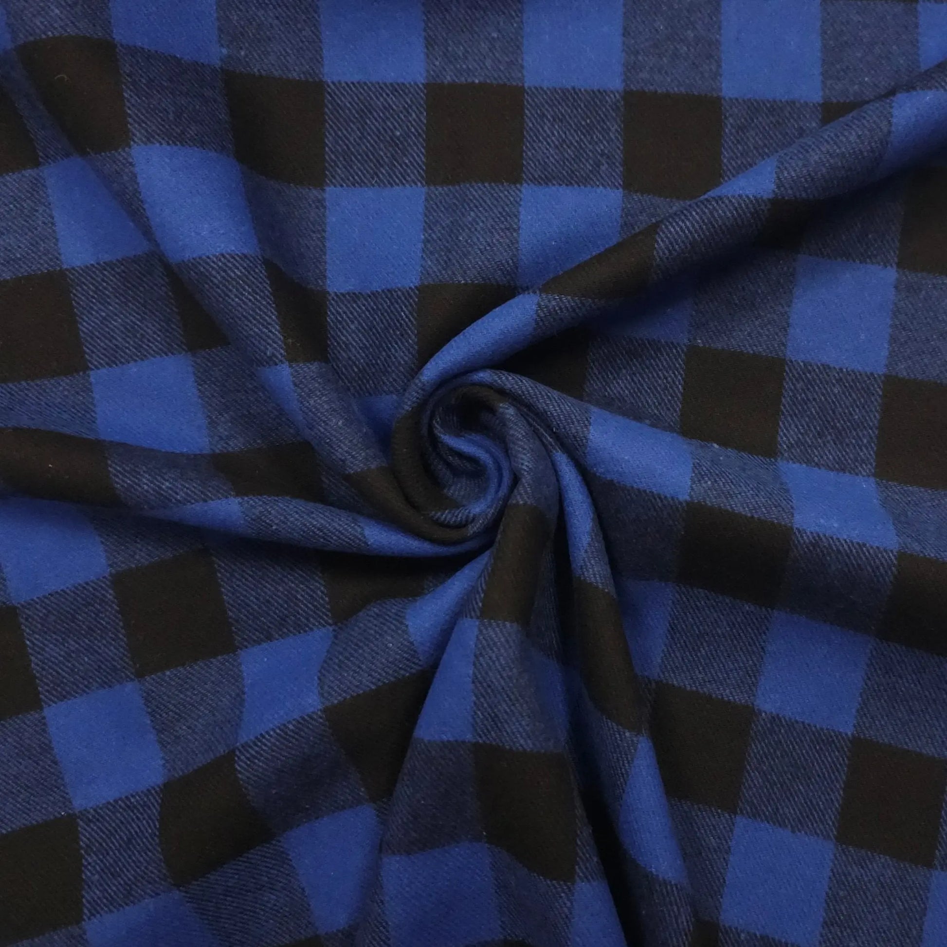 Baumwollflanell kariert blau schwarz