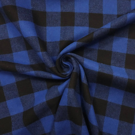 Baumwollflanell kariert blau schwarz
