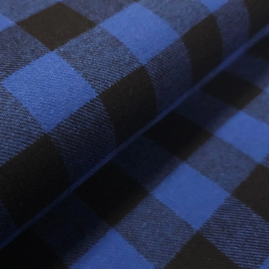 Baumwollflanell kariert blau schwarz 2