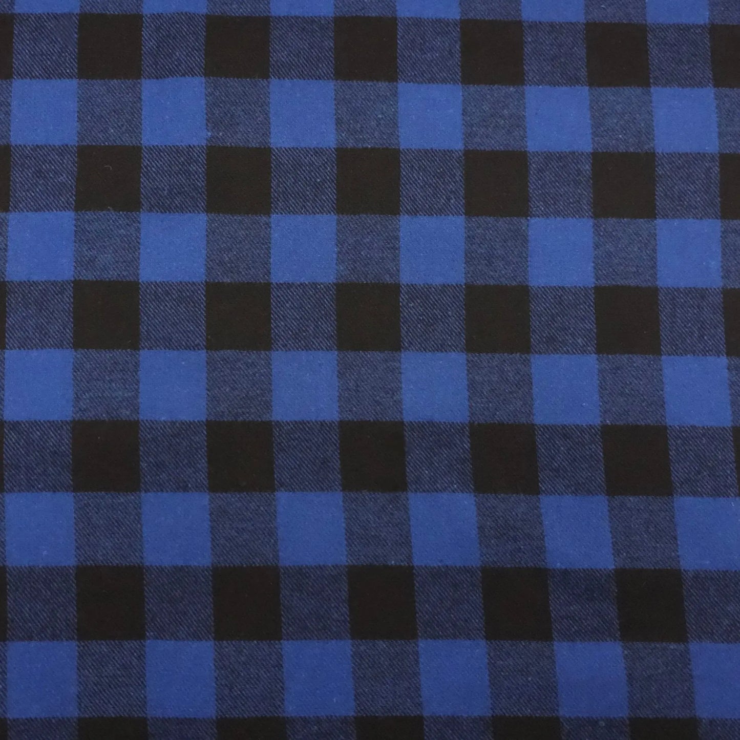 Baumwollflanell kariert blau schwarz 3