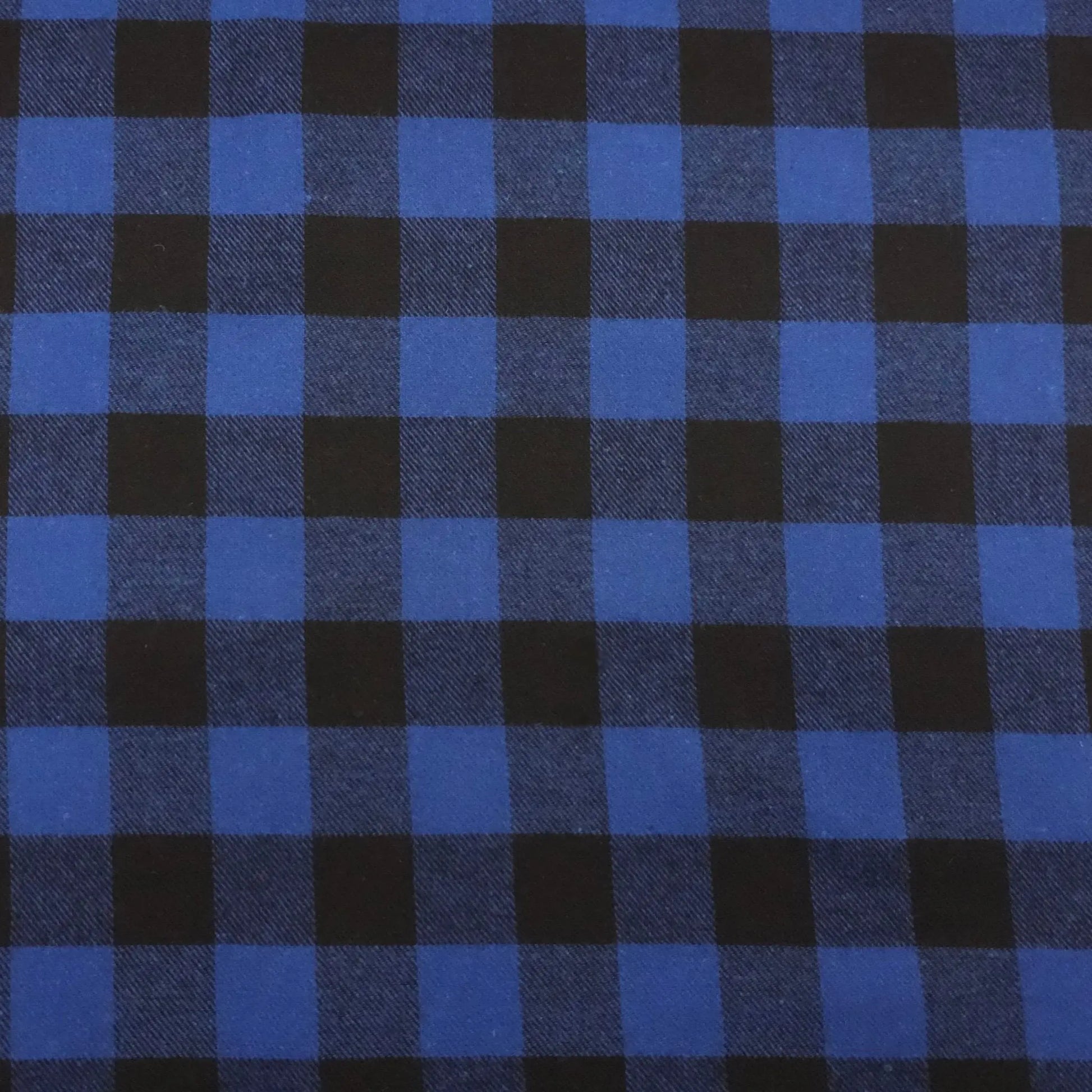 Baumwollflanell kariert blau schwarz 3