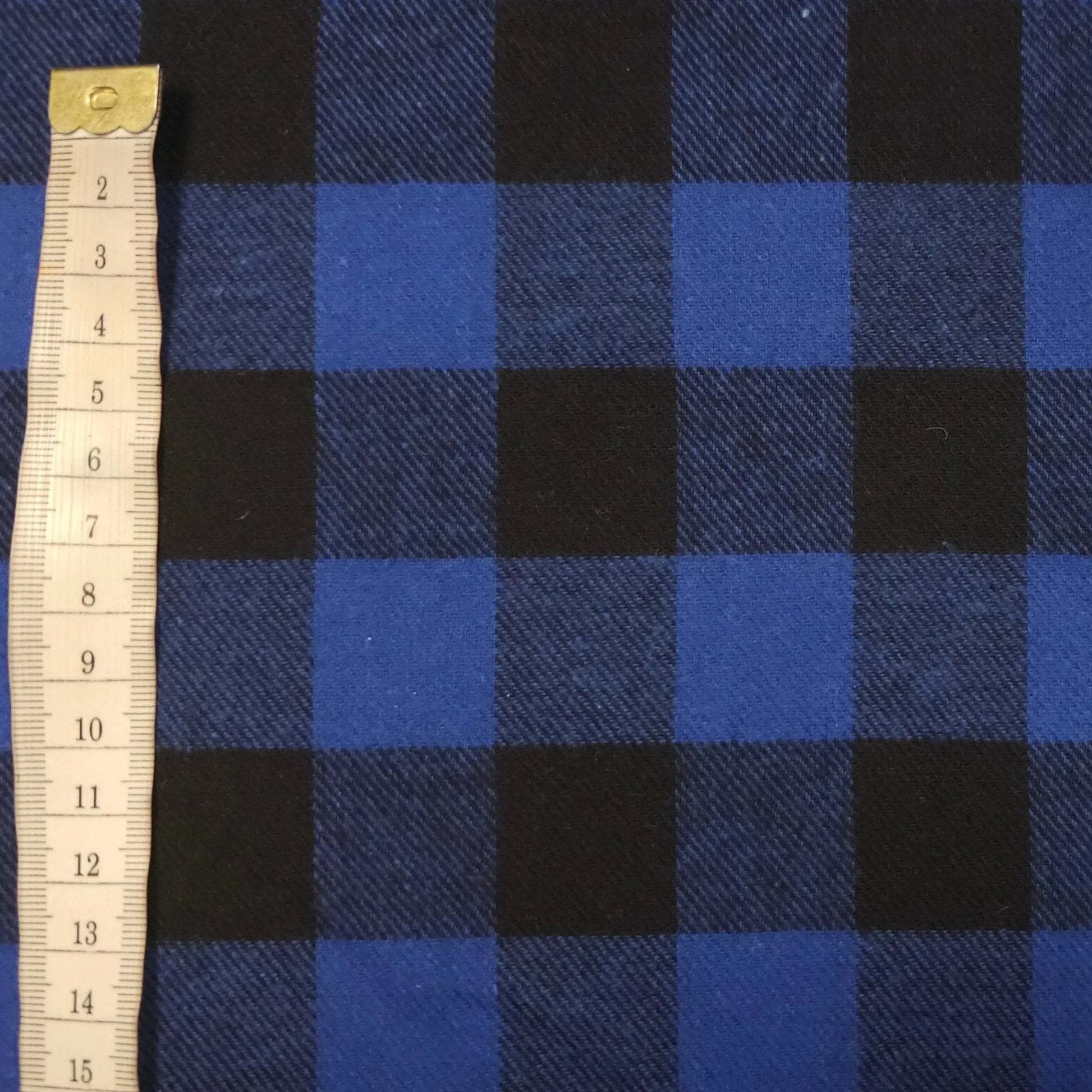 Baumwollflanell kariert blau schwarz 4