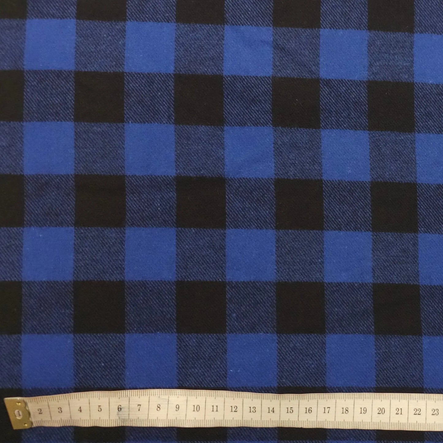 Baumwollflanell kariert blau schwarz 5