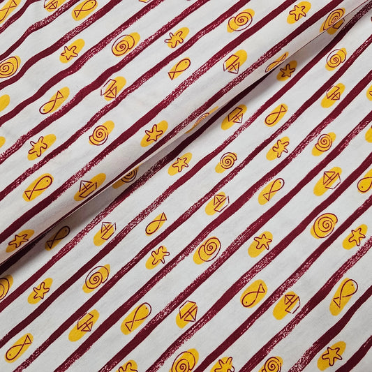 Baumwolljersey mit Streifen und Fischen CSM-STOFFE