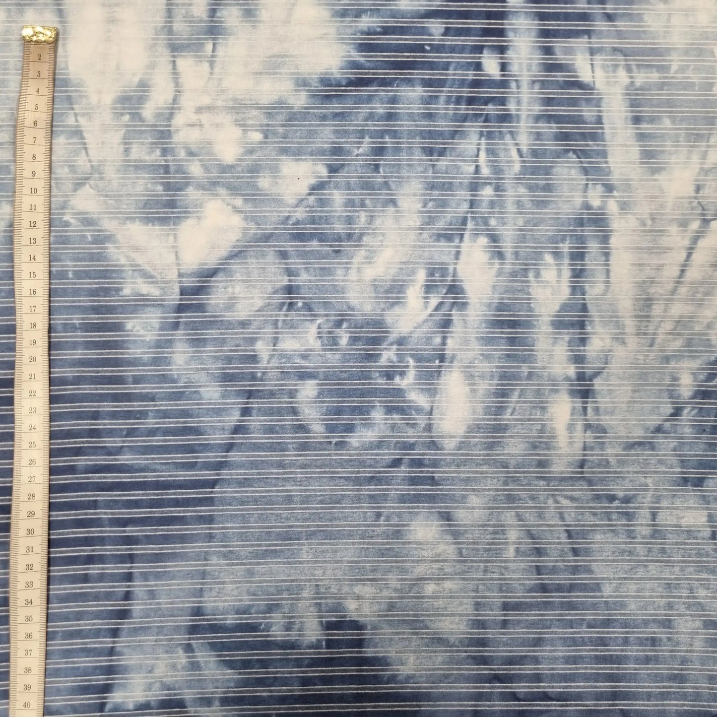 Baumwolljersey mit streifen und Batik Muster blau CSM-STOFFE