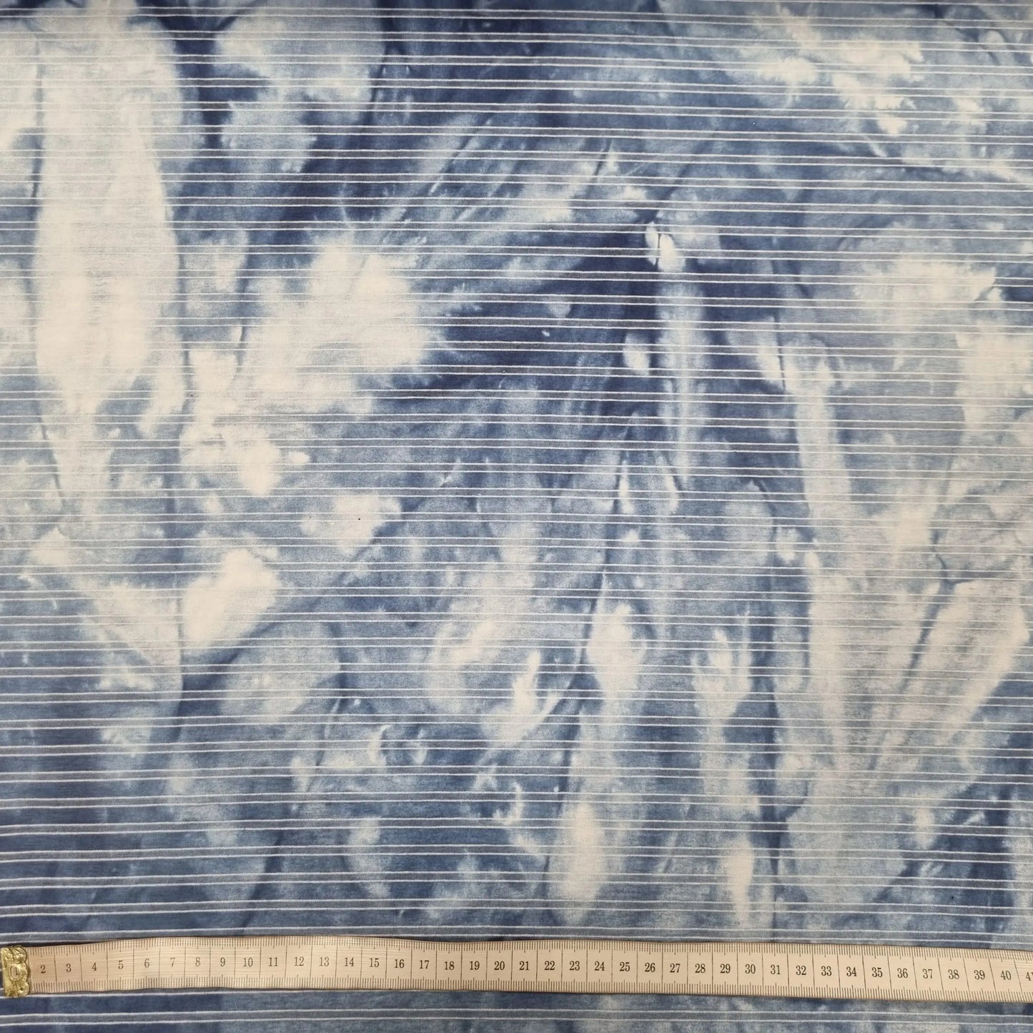 Baumwolljersey mit streifen und Batik Muster blau CSM-STOFFE