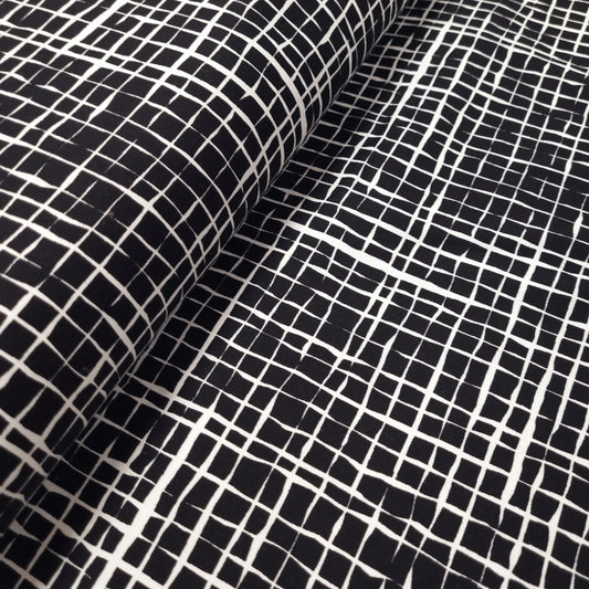 Baumwollstoff kariert mit Stretch schwarz CSM-STOFFE