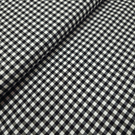 Baumwollstoff kariert schwarz und weiß mit Stretch CSM-STOFFE