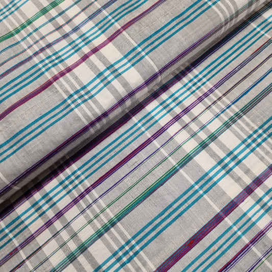 Dupionseide grau kariert 350 cm Stück CSM-STOFFE