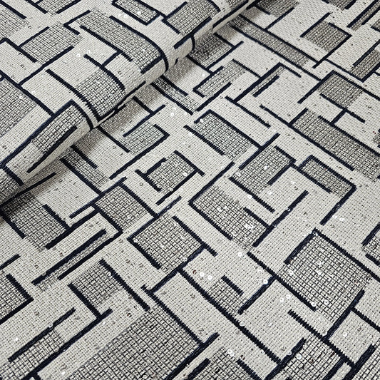 Jacquard Stoff mit Pailletten 170cm Rest CSM-STOFFE