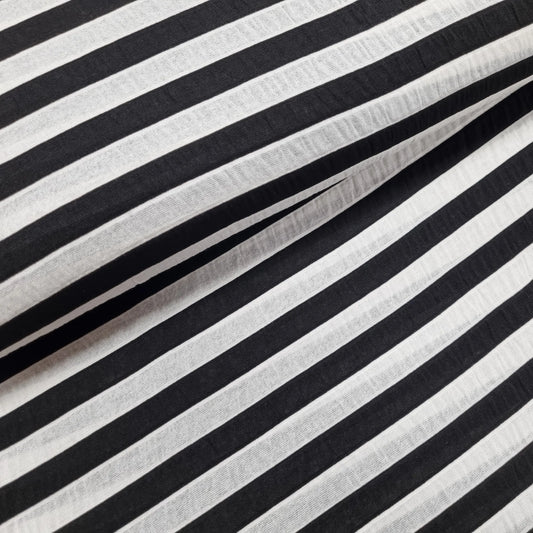 Jersey Stoff gestreift schwarz weiß strukturiert CSM-STOFFE