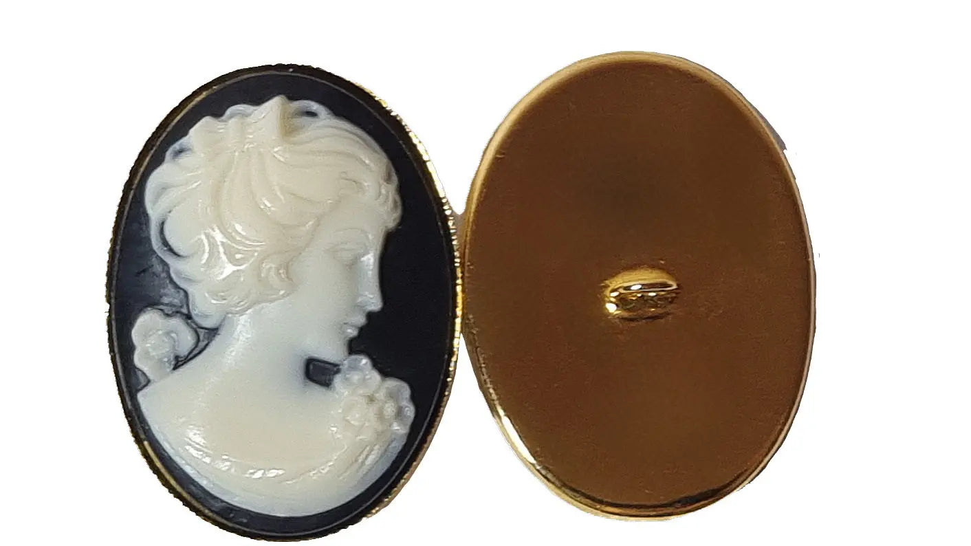 Knöpfe Schwarz Ösenknopf mit Gemme 2x Mantelknopf Jackenknopf Oval CSM-STOFFE