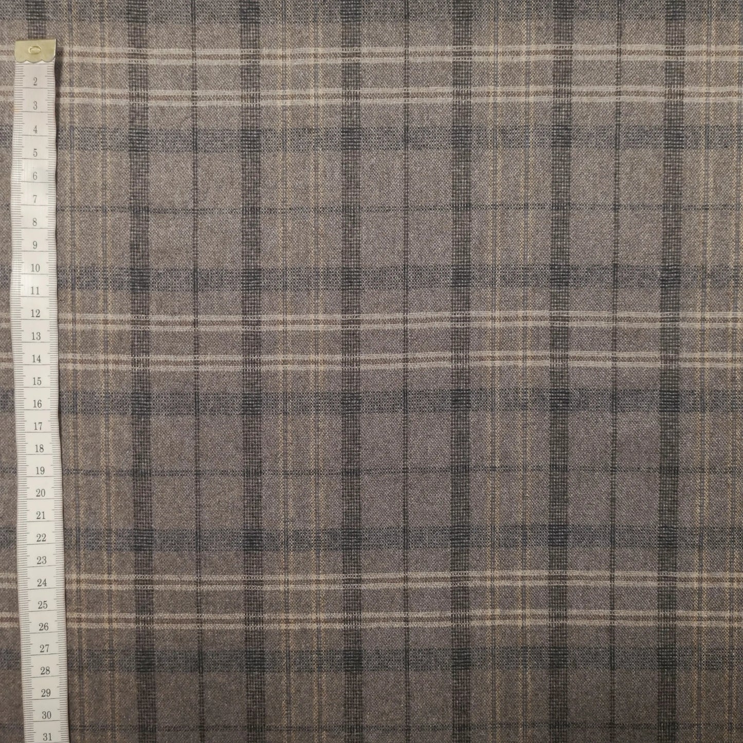 Leichter Wollstoff kariert braun 140 cm Reststück CSM-STOFFE