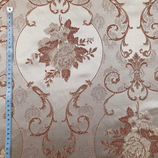 Möbelstoff mit Rosenmuster braun CSM-STOFFE