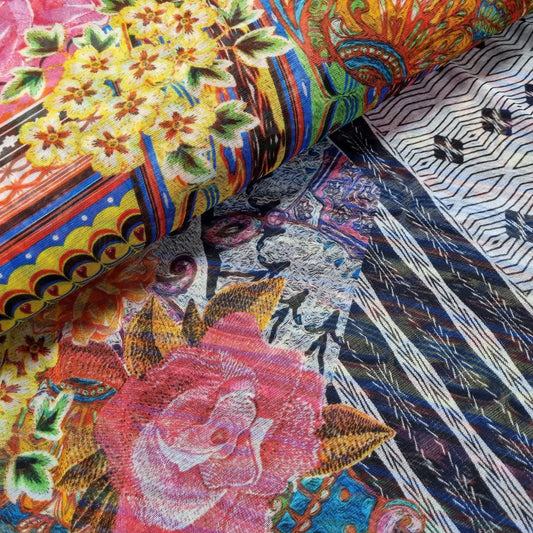 Mesh-Stoff mit Blumen CSM-STOFFE