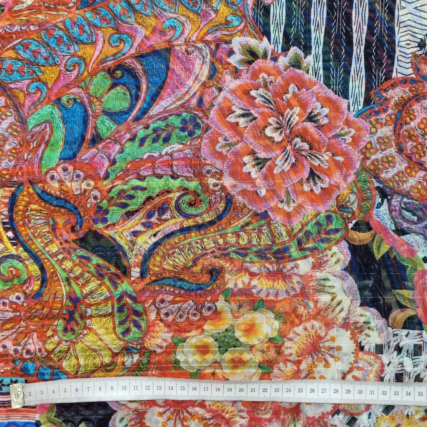 Mesh-Stoff mit Blumen CSM-STOFFE
