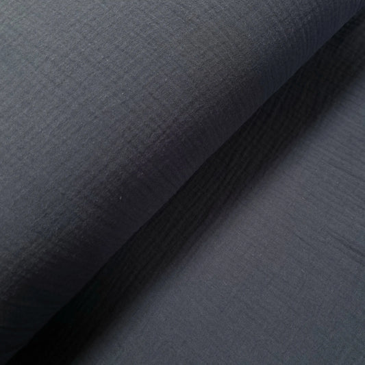 Musselin Dopppel Krinkel blaugrau CSM-STOFFE