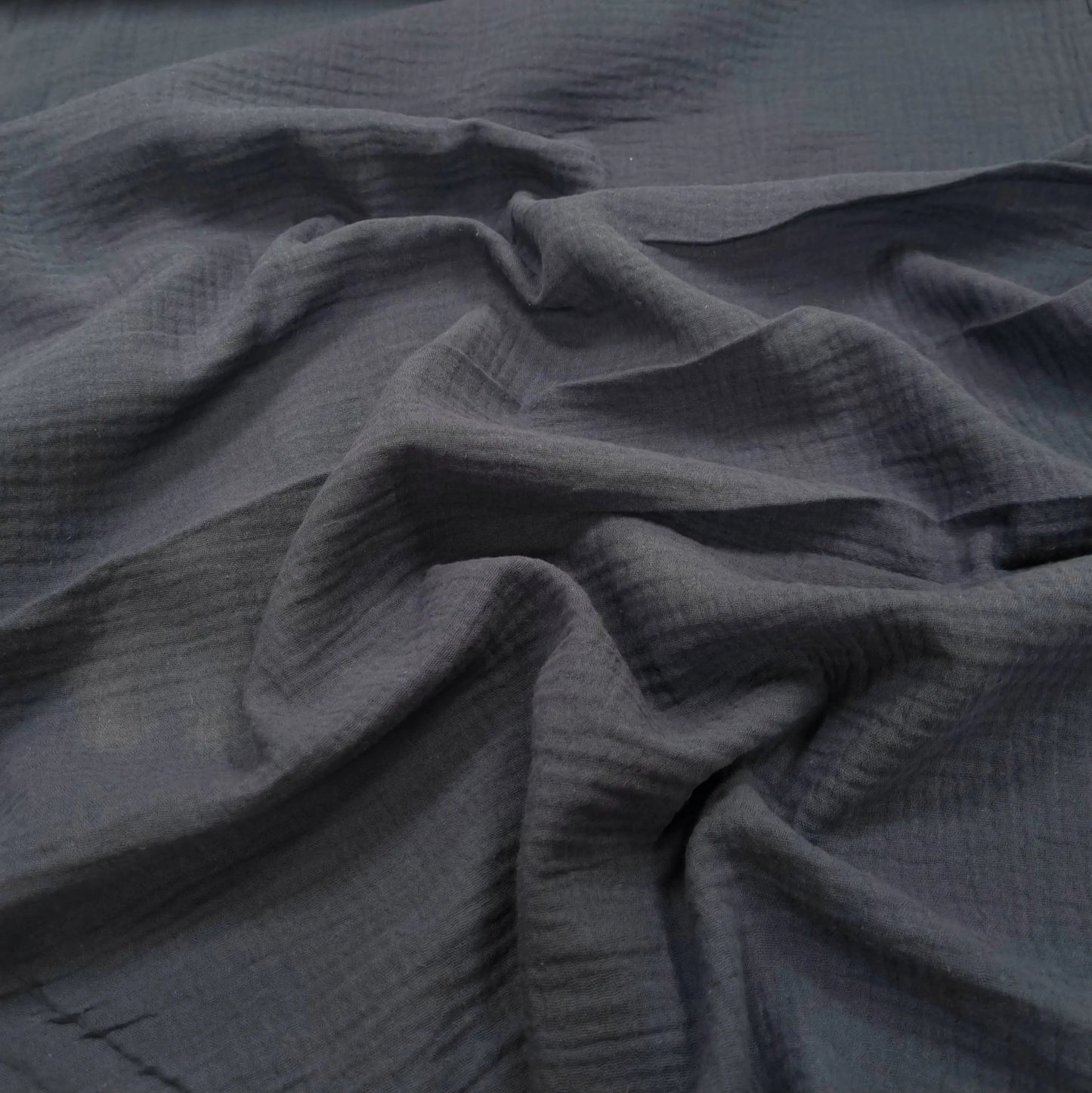 Musselin Dopppel Krinkel blaugrau CSM-STOFFE