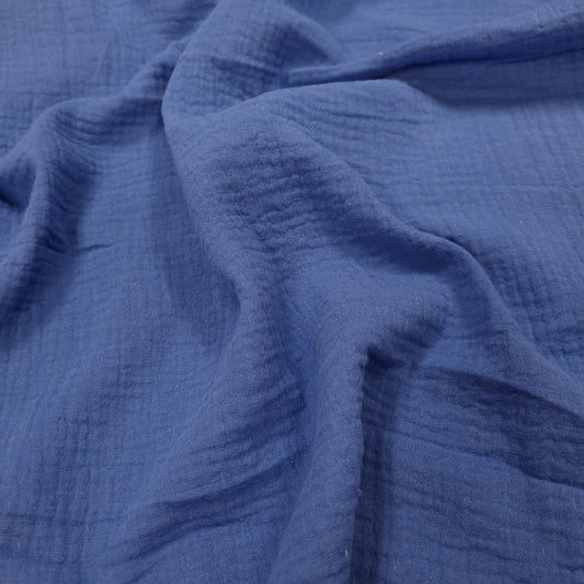 Musselin Dopppel Krinkel royalblau CSM-STOFFE