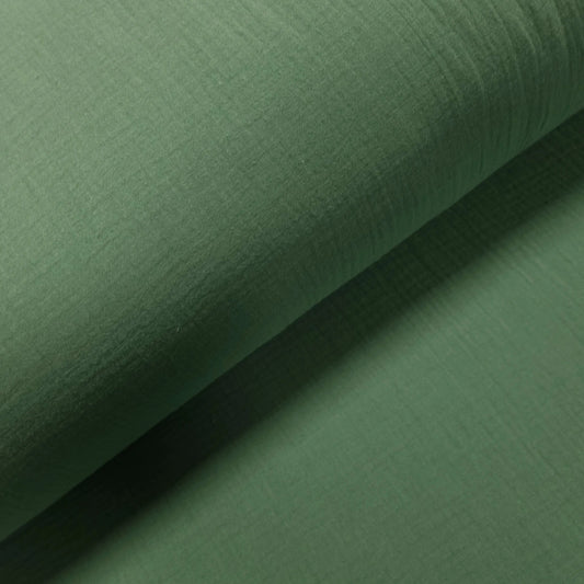 Musselin Dopppel Krinkel tannengrün CSM-STOFFE