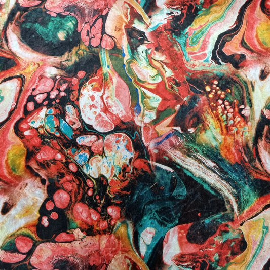 Pannesamt abstrakt grün rot