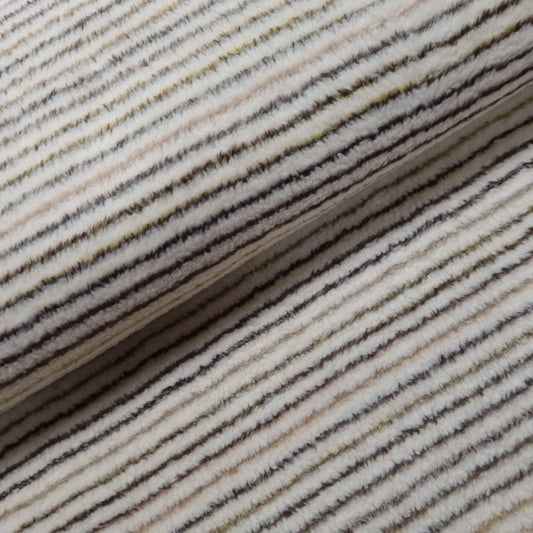 Plüschstoff creme gestreift