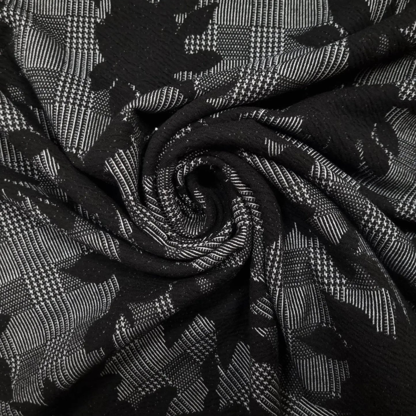 Polyesterstoff mit Glencheck und Blumen