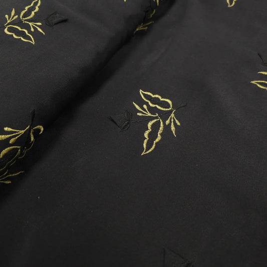 Seidenchiffon schwarz bestickt mit Blumen CSM-STOFFE