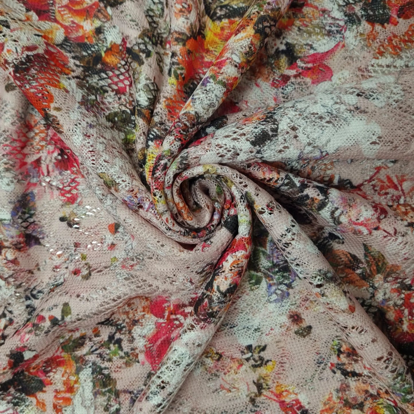 Spitze mit Blumenmotiv rosa CSM-STOFFE