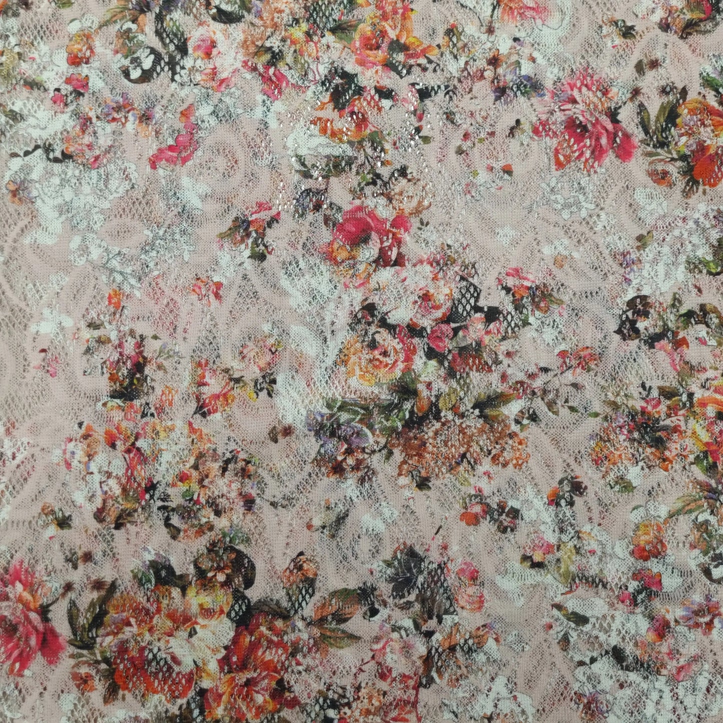 Spitze mit Blumenmotiv rosa CSM-STOFFE
