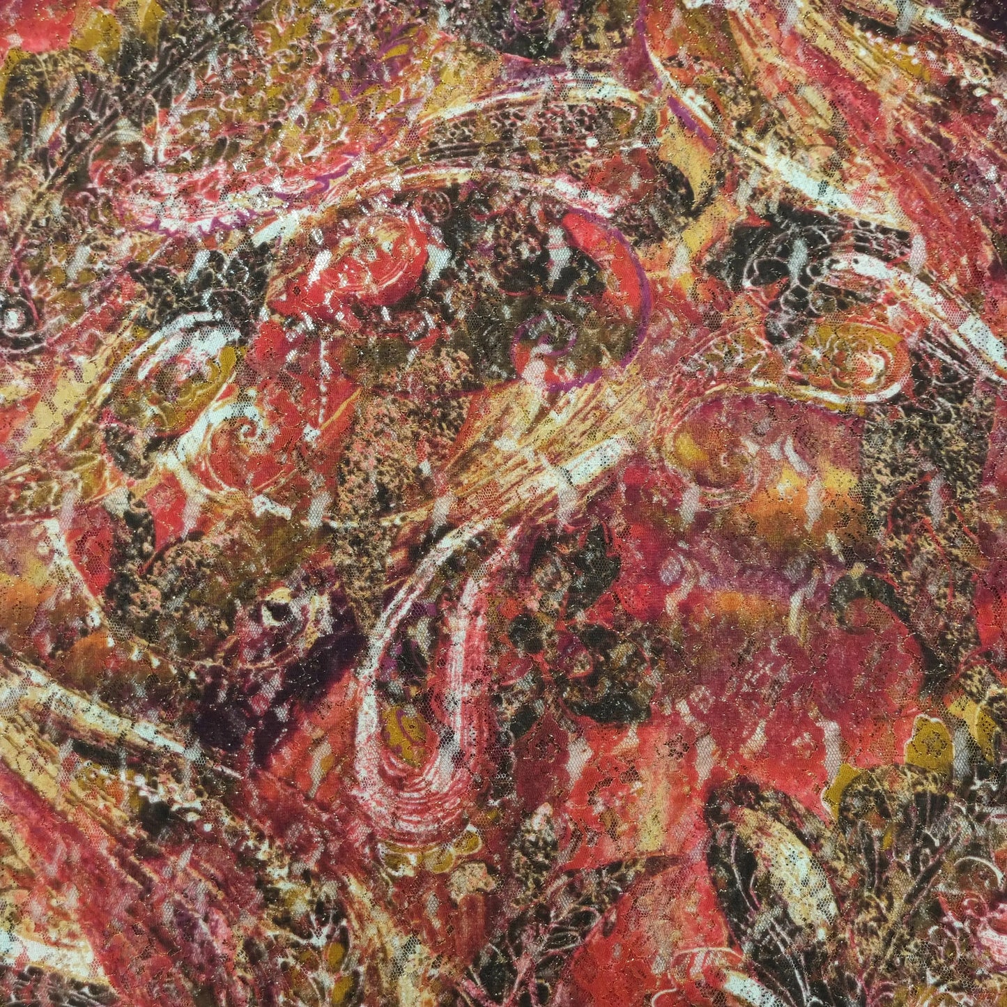 Spitze mit Paisleymuster und Goldschimmer CSM-STOFFE