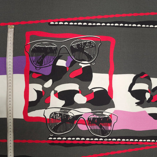 Viskosejersey abstrakt mit Brillen (80 cm Rapport) CSM-STOFFE