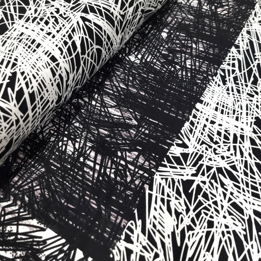 Viskosejersey abstrakte Muster schwarz weiß CSM-STOFFE