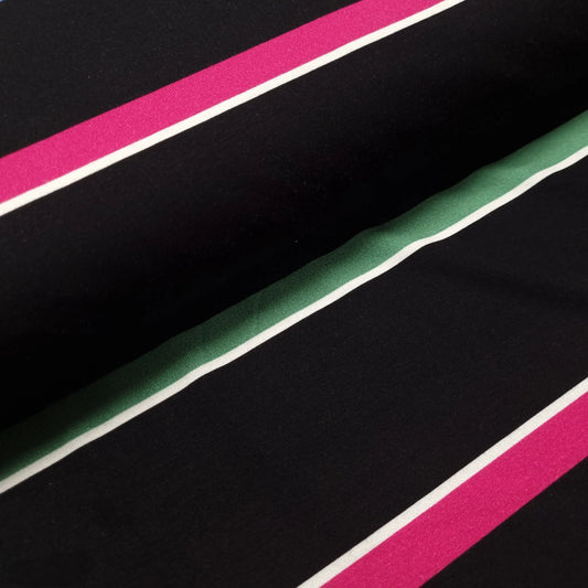 Viskosejersey gestreift schwarz mehrfarbig CSM-STOFFE