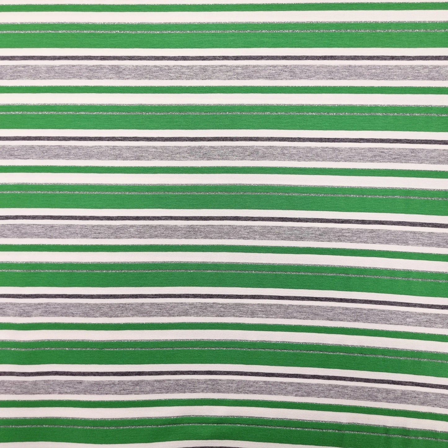 Viskosejersey gestreift weiß grün Lurex CSM-STOFFE