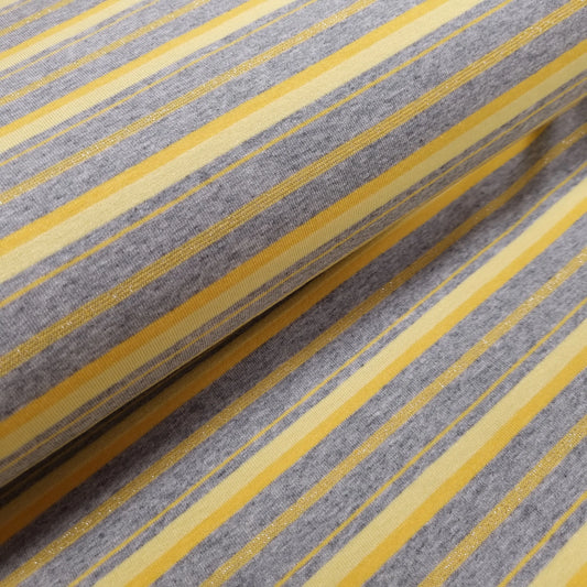 Viskosejersey gestreift weiß grau gelb CSM-STOFFE