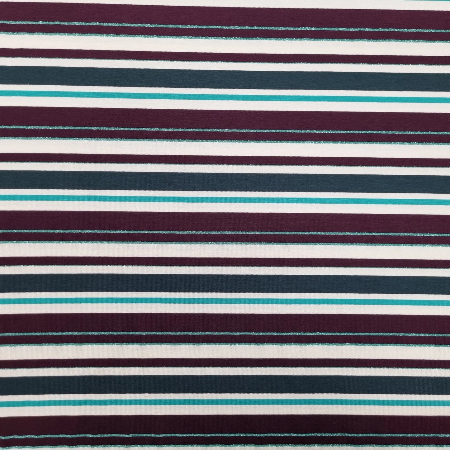 Viskosejersey gestreift weiß türkis CSM-STOFFE