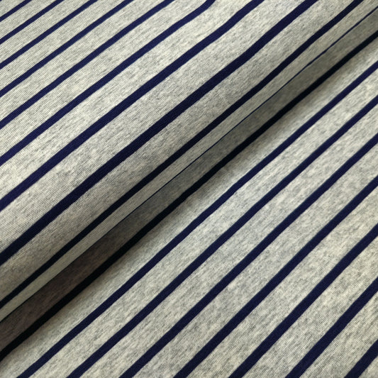 Viskosejersey gestreift, grau und dunkelblau CSM-STOFFE