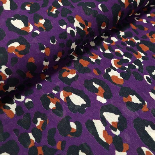 Viskosekrepp mit Tiermuster lila CSM-STOFFE