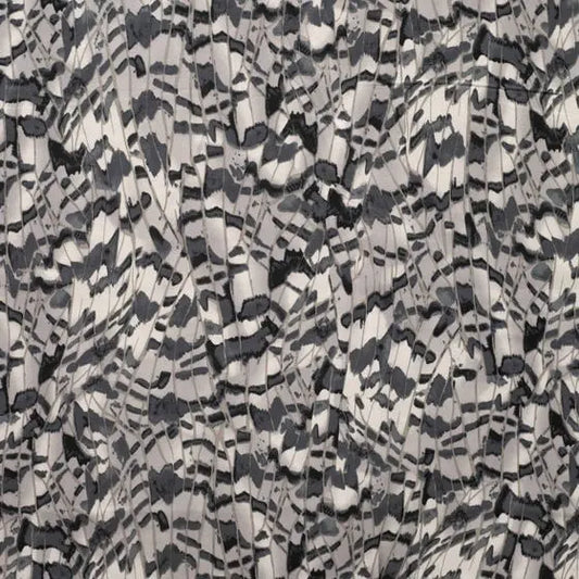 Viskosesatin mit Federn Grau CSM-STOFFE