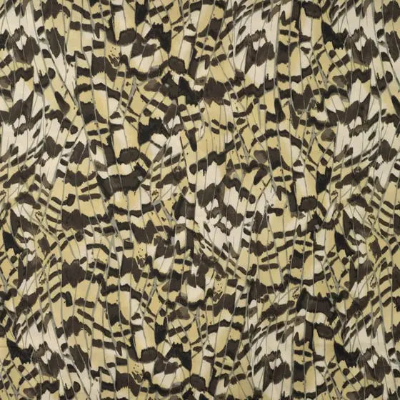 Viskosesatin mit Federn Khaki CSM-STOFFE