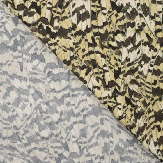 Viskosesatin mit Federn Khaki CSM-STOFFE