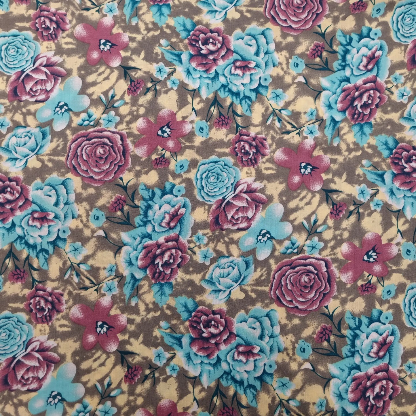 Viskosestoff bedruckt mit Blumenmuster braun CSM-STOFFE