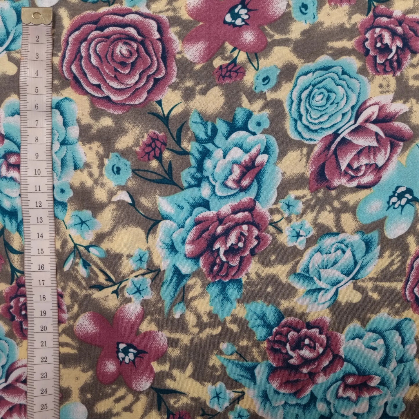 Viskosestoff bedruckt mit Blumenmuster braun CSM-STOFFE