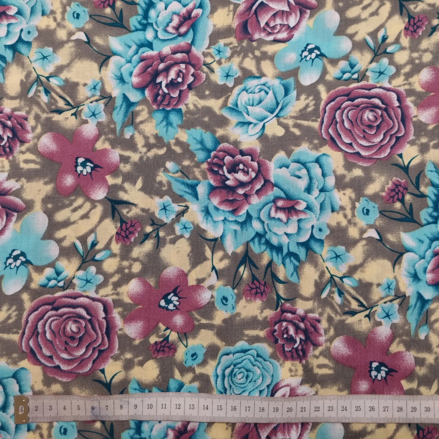 Viskosestoff bedruckt mit Blumenmuster braun CSM-STOFFE