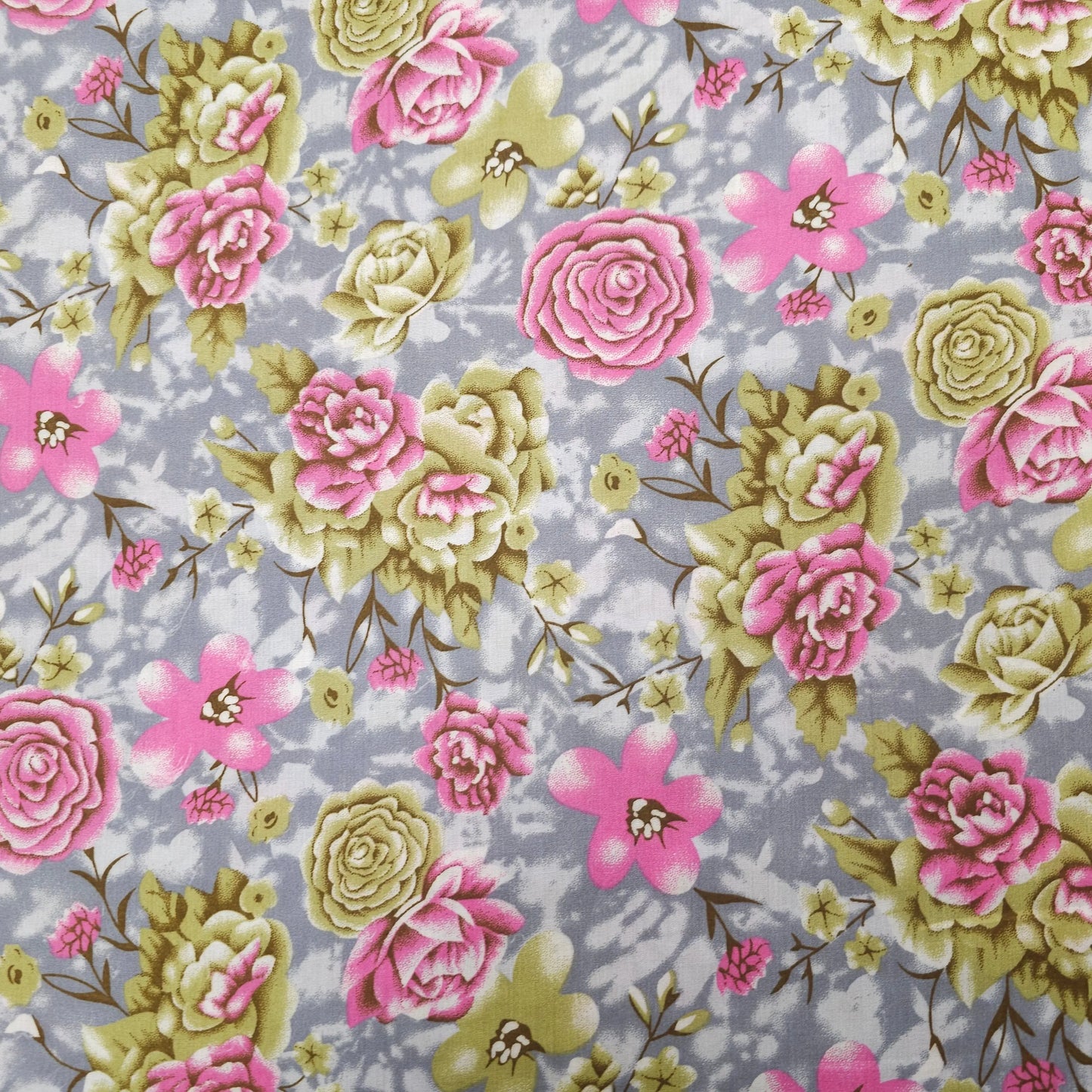 Viskosestoff bedruckt mit Blumenmuster grau CSM-STOFFE